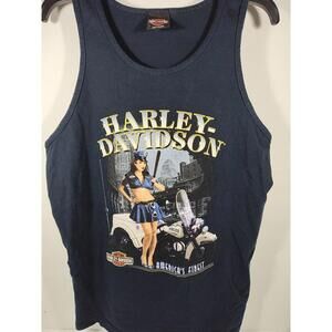 2012 Harley-Davidson Jamaica America’s Finest Pin-up Large Navy Blue Tank